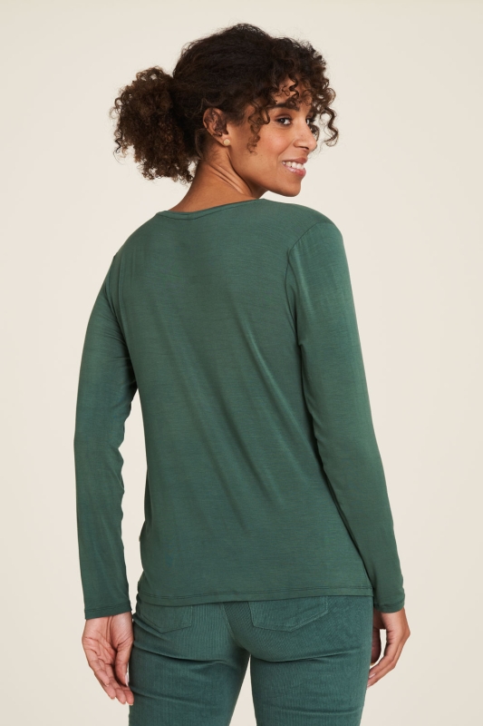 Langärmeliges Tencel Shirt - dark green